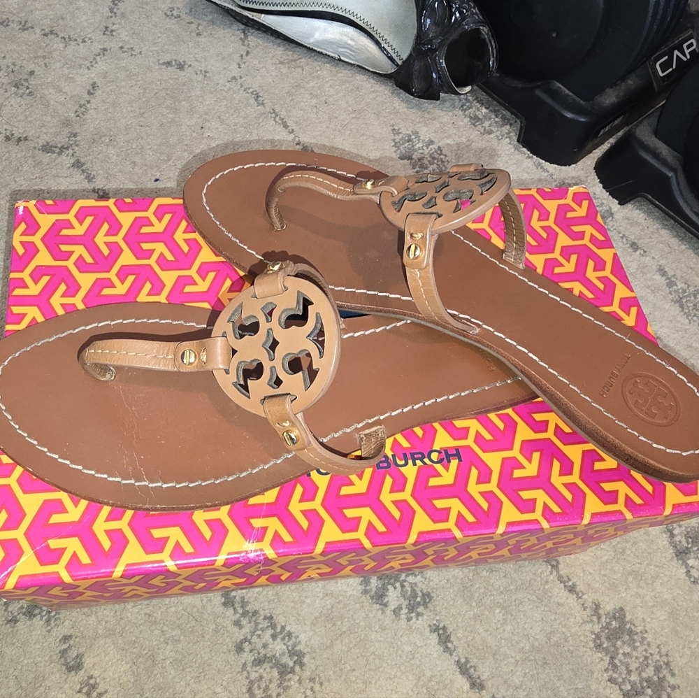 Tory, Burch, shoes, Gabriel, flat thong leather - brown